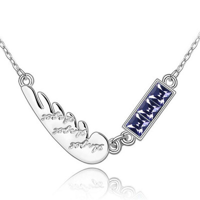 

100 Original Austria Crystals from Swa Elements Necklaces Pendants For Women Best Gift White Gold Plated 2203