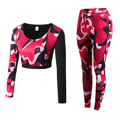

Sexy Girls Waist Gym Tracksuit Fitness Tights Yoga Set Workout Costume Shirt