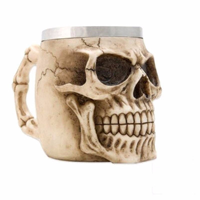 

Hot Unique Stainless Steel Liner Creepy 3D Skull Coffee Beer Milk Mug Cup Tankard Novelty for Halloween Decoration Gift