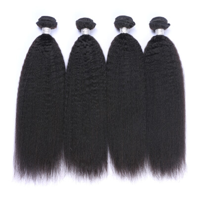 

9A Brazilian Virgin Hair Kinky Straight Unprocessed Human Hair Weaves 4 Bundles Natural Black Color Yaki Straight Hair Extensions