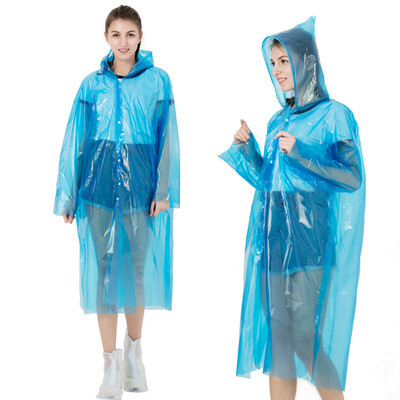 

40000 km disposable raincoat PE thickening adult poncho outdoor hiking travel disposable poncho men&women rain gear reusable 5 Pack SW8026 blue