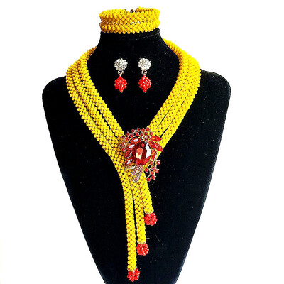 

Hot Yellow Jewelry Set for Women African Beads Jewelry Set Wedding Jewellery Set Bridal Jewelry Necklace&Earrings Bracelet
