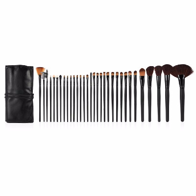 

32 pcs Cosmetic Facial Make up Brush Kit Makeup Brushes Tools Set Black Leather Case H4456