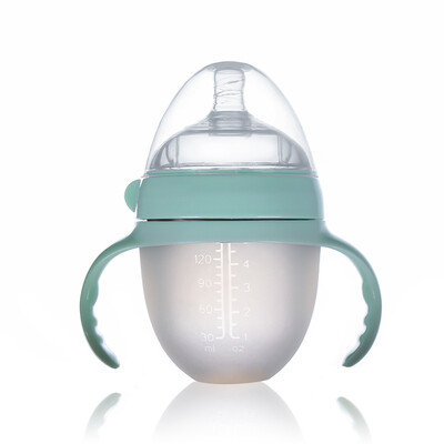 

Tianmei Youke TEENUNIX baby silicone bottle newborn wide-bore bottle with handle with straw drop-proof anti-flatulence baby bottle 150 ml morning fog green