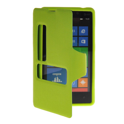 

MOONCASE View Window Leather Side Flip Pouch Hard board Shell Back чехол для Nokia Lumia 820 Green