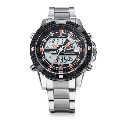 

SHARK WH320 Mens Analog Digital Date Dual LCD Dispaly Sport Quartz Army Watch