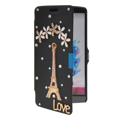 

MOONCASE Bling Rhinestone Crystal Ultre Slim Leather Side Flip Wallet Shell Back ЧЕХОЛ ДЛЯ LG G3 Black