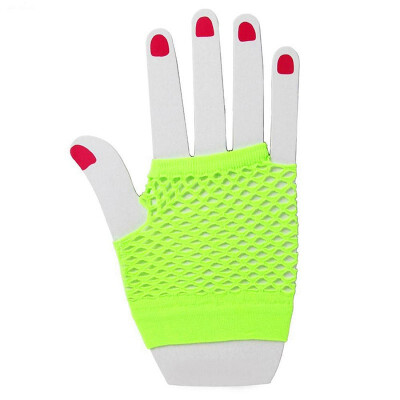 

MyMei NEW SHORT FISHNET FANCY DRESS FINGERLESS GLOVES NEON COLOURS FOR 80s DANCE TUTU