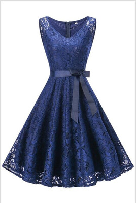 

Vintage Floral Lace Pleated Dress Women Sleeveless V-Neck Elegant Party Sexy Dresses Homecoming Dress