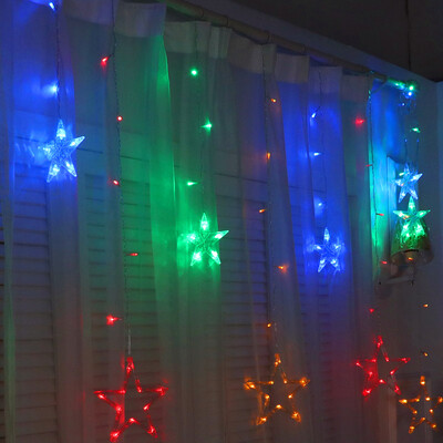 

JULELYS 2M 138 Bulbs LED Star Curtain Lights Christmas Garland Festoon LED Lights Decoration For Wedding Holiday Party Bedroom