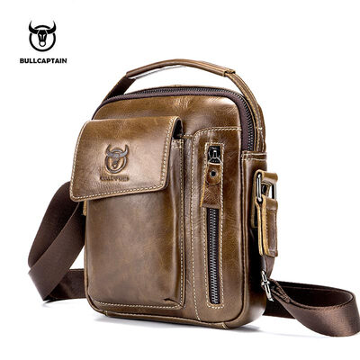 

BULLCAPTAIN Genuine Leather Men Messenger Bag Casual Crossbody Bag Business Mens Handbag Bags for gift brand shoulder bag