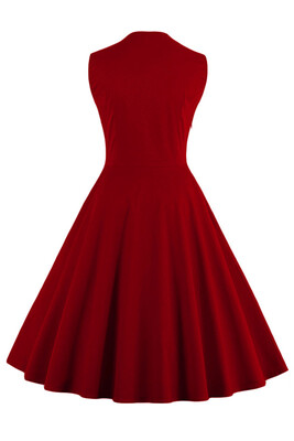 

MisShow 2017 Elegant Summer Dress Women Patchwork 50s 60s Vintage Dress Buttons Sleeveless Plus Size S - 4XL Retro Sundress
