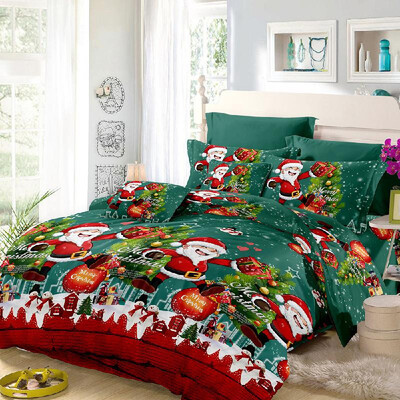 

Christmas Santa 4PCS 100 Polyester 3D Printed Set Queen King Size Comforter Bag Duvet Cover Set - Twin FullQueen & King