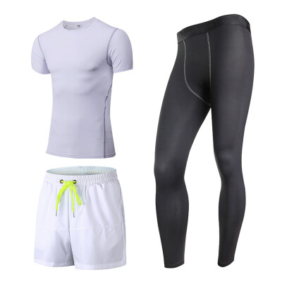 

3 Pcs Quick Dry MenS Sport Suit Compression Tracksuit Fitness Tight T-Shirt