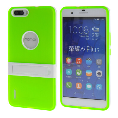 

MOONCASE Huawei Case Jelly color Silicone Gel TPU Skin Slim With Stand Back Case Cover for Huawei Honor 6 Plus Green