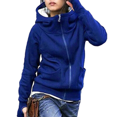 

CT&HF Women Movement Style Fashion Fleece Korea Leisure Contracted Fleece Winter Thick Solid Color Zipper Coat