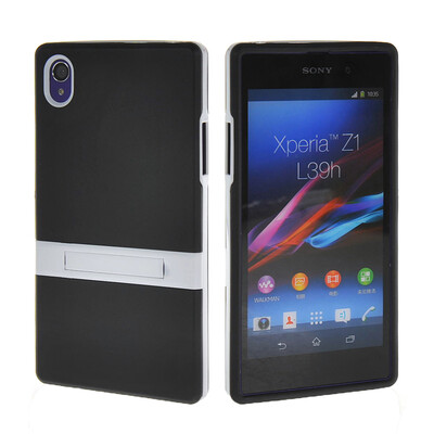 

MOONCASE Soft Flexible Silicone Gel TPU Skin with Kickstand Shell Back Case Cover for Sony Xperia Z1 Black