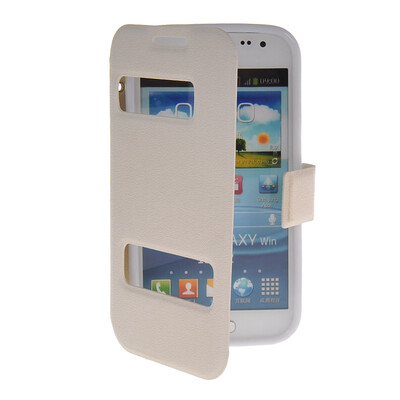 

MOONCASE View Window Leather Side Flip Pouch Stand Shell Back ЧЕХОЛ ДЛЯ Samsung Galaxy Win I8552 White