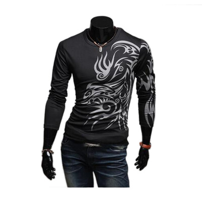 

Zogaa New Mens T-Shirt European Dragon Slim Tattoo Round Collar