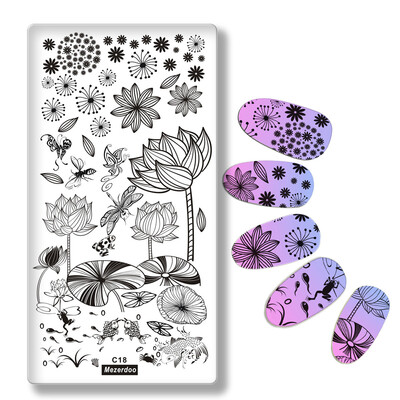 

Nail Stencil for Nail Art Templates Beauty Tools Dandelion Lotus Leaf Patterns Nail Stamping Image Plates 612cm Mezerdoo C18