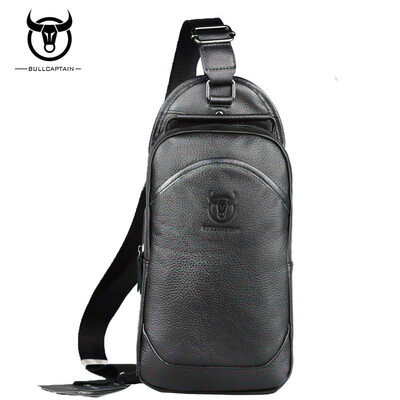 

BULLCAPTAIN 2018 moda cuero genuino Crossbody bolso hombres famosa marca de gran capacidad hombres sling pecho bolsa de mensajero