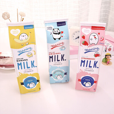 

Shouyou cartoon milk box pencil bag cute creative large capacity primary school stationery box female simple pencil case JD-SN-47 pink