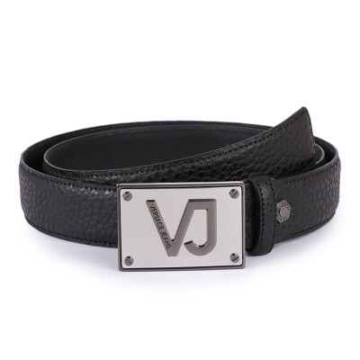 

VERSACE JEANS Versace luxury goods 18 autumn&winter new mens black leather lychee pattern buckle belt belt D8YSBF07 70872 899 100