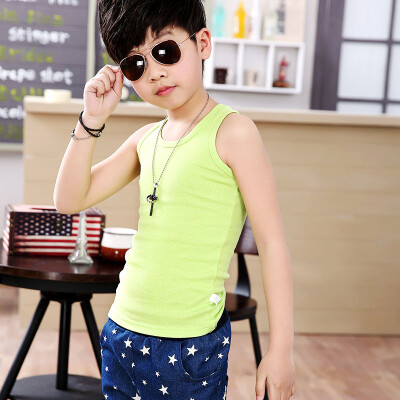 

Langsha childrens vest girls sling cotton summer girl big boy boy underwear green 150