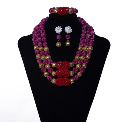 

Delicate Peach Red Nigerian Jewelry Sets Christmas Party Accessories African Jewelry Set Crystal Bridal Wedding Beads Necklace