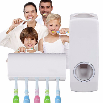 

Cntomlv Home Decro Bathroom Accessories Wall Mount Rack Automatic Toothpaste Dispenser 5 Toothbrush Holder salle de bain