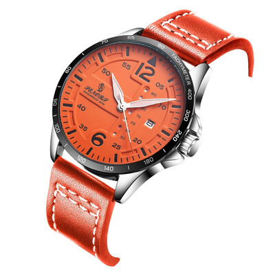 

Time Quartz Watches Leather band Double Calendar Male Wristwatch Relogio Masculine