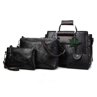 

4PCS New Design Womens Fashion Leather Messenger Bag Handbags Shoulder Bag Tote Ladies Purse In Set