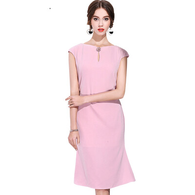 

Fashion 2018 New Summer Dress Women Elegant Party Dresses For Large Size Women Casual Solid Dress O-neck Trumpet