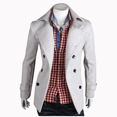 

Zogaa New Mens Wool Coat Autumn And Winter Double-breast Casual