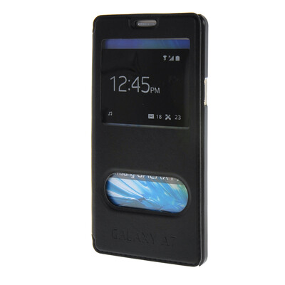 

MOONCASE Samsung Galaxy A7 Case View Leather Flip Pouch Bracket Back Cover Black