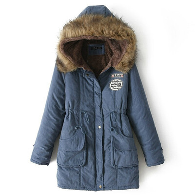 

Thick cotton-padded JacketWinter new arrival fur collar hooded coat womens cotton-padded coat large size