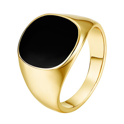 

Yoursfs Onyx Ring For Men Signet Ring With Black Square Enamel Trendy Jewelry