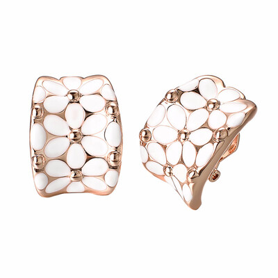 

Yoursfs clip earrings for women rose flower gold plated earring enamel Flower Clip Earrings