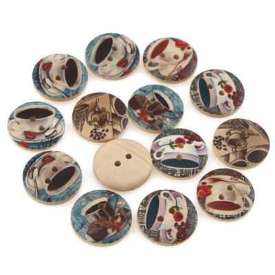 

mymei 1 Bag 100pcs Mixed Pattern Wooden Buttons Fit Sewing&Scrapbook 20mm