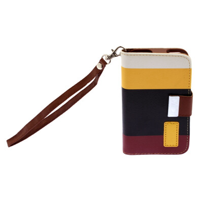 

Yellow+Brown Unique For iphone 5C Good Quality Leather Flip Pouch Case Cover