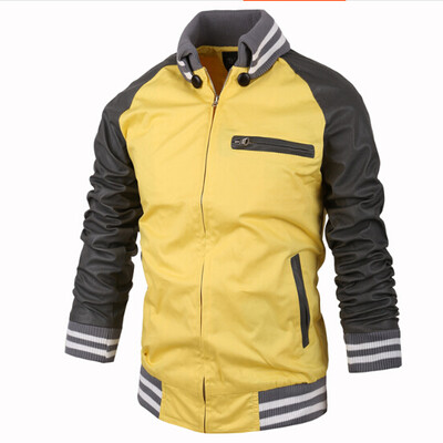 

Zogaa New Mens Jacket Fashion Slim Stand Collar Color Matching