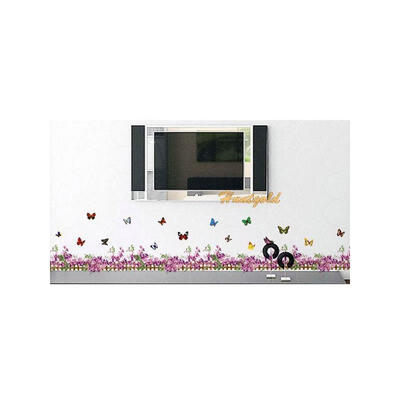 

Beauty Flower Fences Butterfly Pattern Mural Skirting Wall Decals Vinyl Stickers Home Decor Poster 1PC