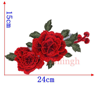 

1 Pcs New Brand 3D Patches Big Red Rose Flower Embroidered Patch DIY Iron On Sew On Fabric Repair Clothing For Wedding Patches