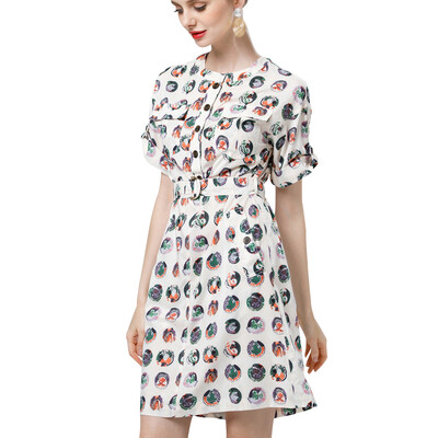 

BURDULLY Ladies Fashion Dress Print Work Business Casual Party Summer Dresses Women 2018 Basic Party Luxury Dresses Designers