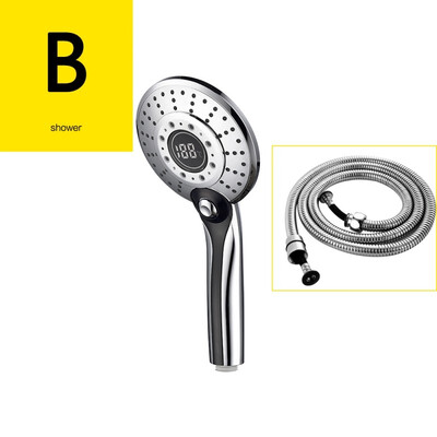 

Free Shipping Ciencia ABS Plastic Chrome handheld shower head3-colors 2-setiing water Glow LED Light Temperature Shower head