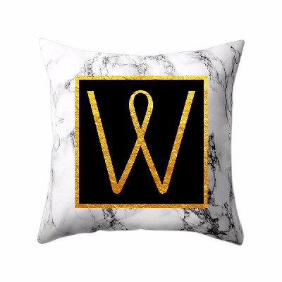 

Modern Pillowcases 4545 Gold Alphabet Word Letter White Marble Pattern Pillow Case Super Soft Throw Sofa Bed Cushion Cover Protec