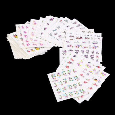 

New 50pcs Nail Wraps Flower Nail Art Stickers Polish Watermark Nail Stickers
