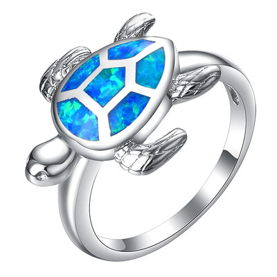 

Yoursfs Blue Turtle Animal Rings Womens WhiteBlack Gold Plated Engagement Gift