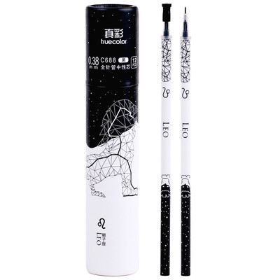 

TRUECOLOR 038mm black needle head gel pen pen pen refill pen refill student office 12 constellation alliance Leo 12 box C688