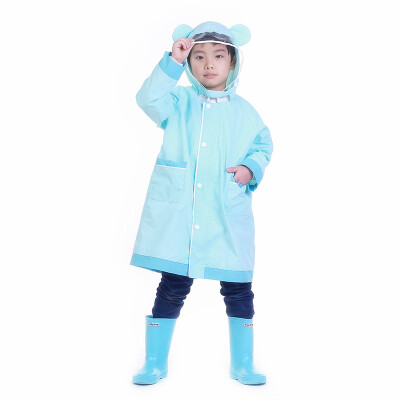 

Obolts 6-12 years old cute children raincoat primary school boys&girls big children waterproof poncho environmentally friendly tasteless blue bear  code